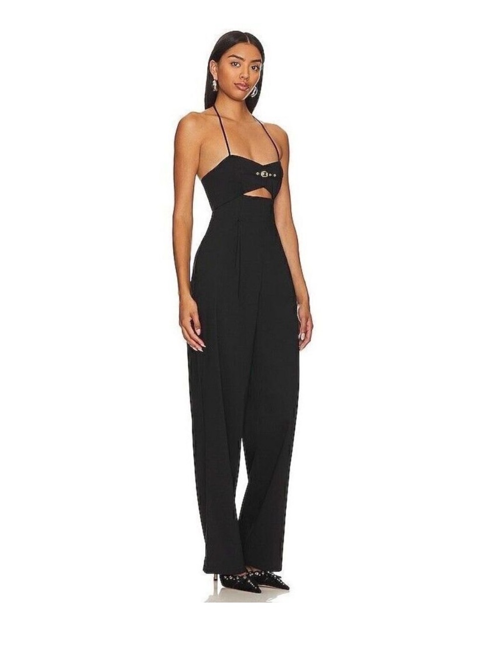Lovers and Friends Black Cutout Halter Jumpsuit